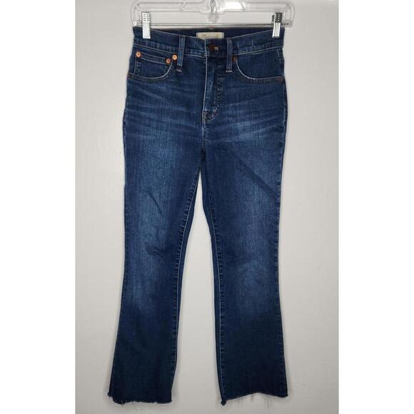 Madewell Jeans Womens 24 Blue Cali Demi-Boot Cropped Raw Hem Stretch Denim Pants - Picture 1 of 7